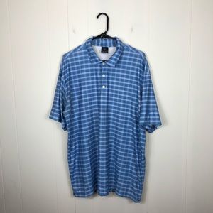 Nike Dri-Fit UV Blue Plaid Check Golf Polo Sz L